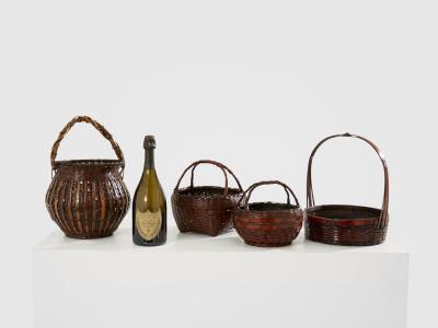 Set of Ikebana Bamboo Baskets Maeda Chikub sai Meiji Period