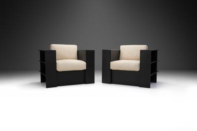 Set of Iron Art Deco Lounge Chairs with Cushions France ca 1960s