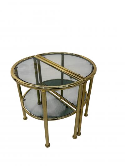Set of Italian Brass and Smoked Glass Modular Side Tables 1970s