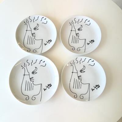 Set of Jean Cocteau Limoges Porcelain Plates France 1950s 