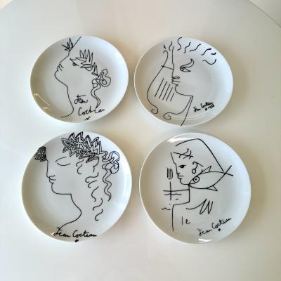Set of Jean Cocteau Limoges Porcelain Plates France 1950s 