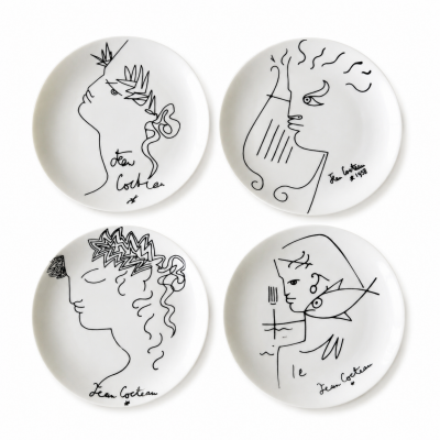Set of Jean Cocteau Limoges Porcelain Plates France 1950s 