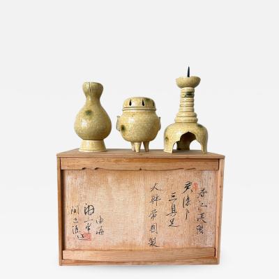 Set of Ki Seto Ceramic Altar Pieces from Korean Empire Period