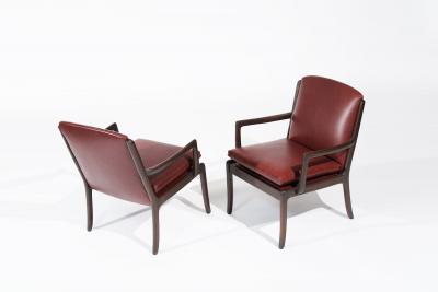 Set of Lounge Chairs by Ole Wanscher in Sangria Leather Denmark C 1960s