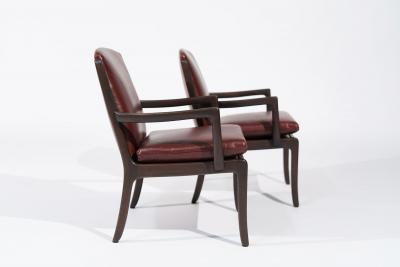 Set of Lounge Chairs by Ole Wanscher in Sangria Leather Denmark C 1960s