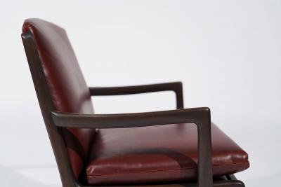 Set of Lounge Chairs by Ole Wanscher in Sangria Leather Denmark C 1960s