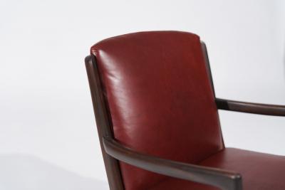 Set of Lounge Chairs by Ole Wanscher in Sangria Leather Denmark C 1960s
