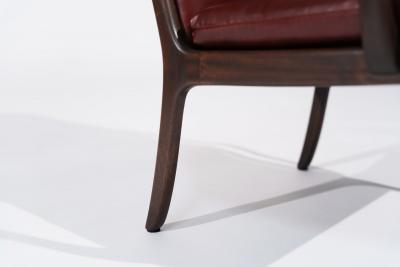 Set of Lounge Chairs by Ole Wanscher in Sangria Leather Denmark C 1960s