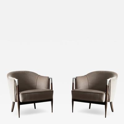 Set of MCM Lounge Chairs in Mohair C 1960s