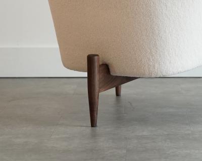 Set of MCM Walnut Tripod Lounge Chairs in Wool C 1950s