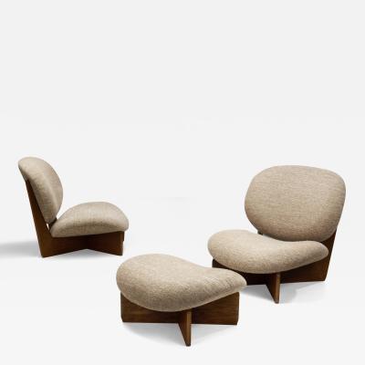 Set of Mid Century Modern Lounge Chairs and Footstool Europe late 20th century