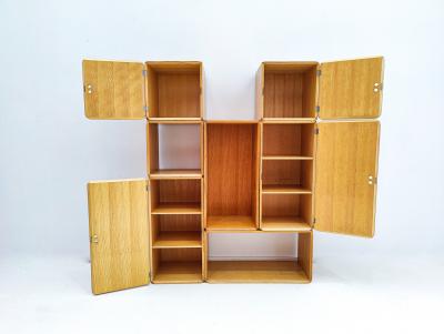 Set of Mid Century Modular Wooden Cubes by Derk Jan de Vries