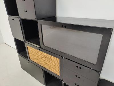 Set of Modular Black Wooden Cubes by Derk Jan de Vries