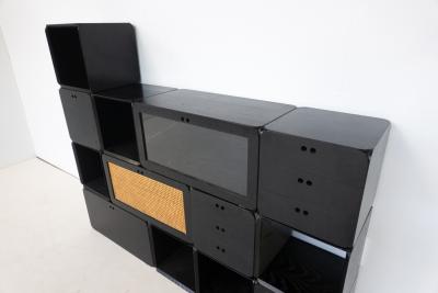 Set of Modular Black Wooden Cubes by Derk Jan de Vries