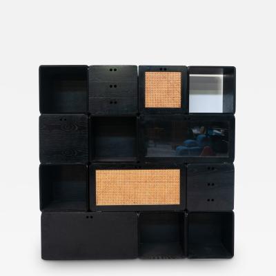 Set of Modular Black Wooden Cubes by Derk Jan de Vries