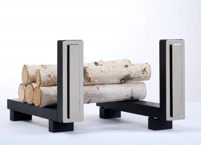 Set of Nickled Andirons with Tools France 1970s