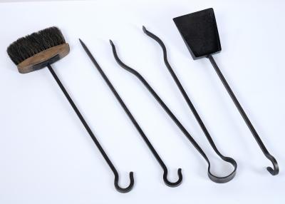 Set of Nickled Andirons with Tools France 1970s