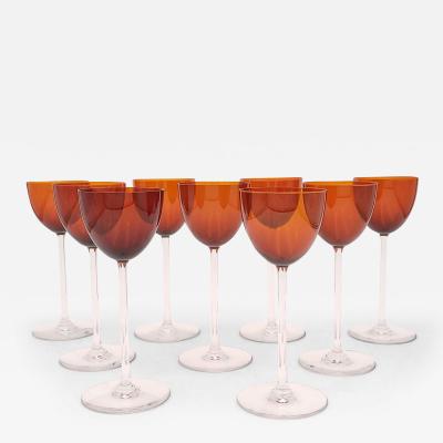 Set of Nine Baccarat Perfection Pattern Wine Glasses France circa 1960