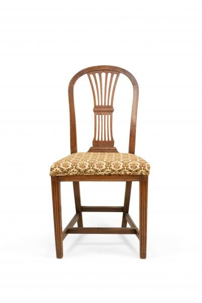 Set of Nine English Country Walnut Side Chairs