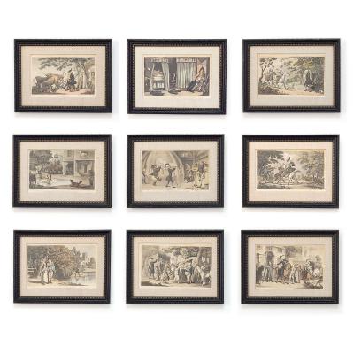 Set of Nine Engravings of The Tours of Doctor Syntax England circa 1800