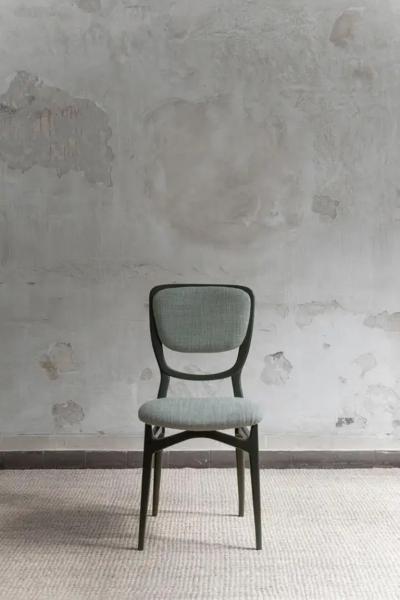 Set of Seven Chairs with Lacquered Wood Frame Upholstered in Dedar Fabric