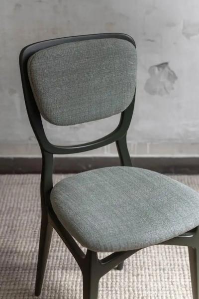 Set of Seven Chairs with Lacquered Wood Frame Upholstered in Dedar Fabric