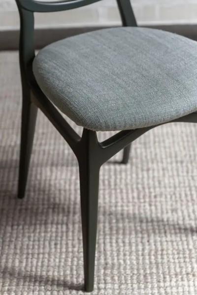 Set of Seven Chairs with Lacquered Wood Frame Upholstered in Dedar Fabric
