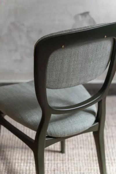 Set of Seven Chairs with Lacquered Wood Frame Upholstered in Dedar Fabric