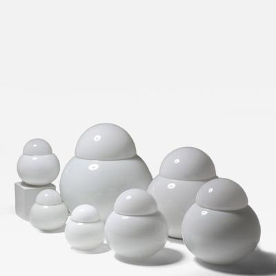 Set of Seven Daruma Glass Table Lamps by Sergio Asti for Candle