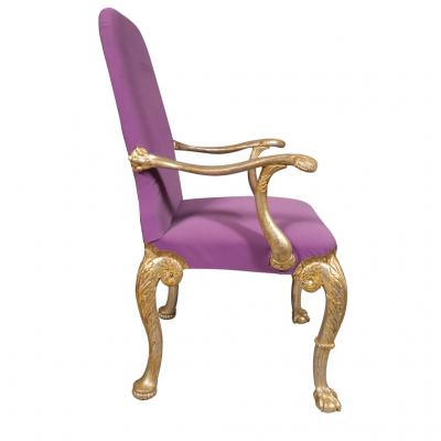 Set of Seven George I Style Giltwood Dining Chairs