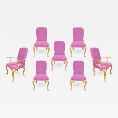 Set of Seven George I Style Giltwood Dining Chairs