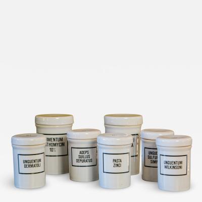 Set of Seven Ironstone Pharmacy Jars