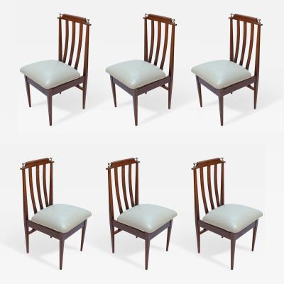 Set of Six 1960s Argentinian Dining Chairs with Chrome Details