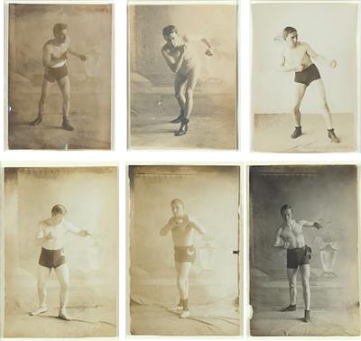 Set of Six 19th Century Photographs of Boxers