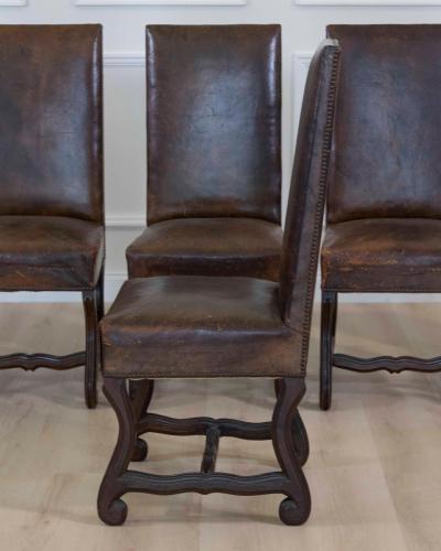 Set of Six 19th Century Spanish Leather Dining Chairs