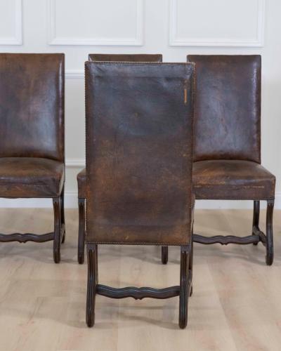 Set of Six 19th Century Spanish Leather Dining Chairs