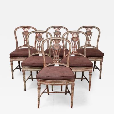 Set of Six 19th c Gustavian Dining Chairs