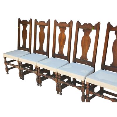 Set of Six Antique American Primitive Dining Side Chairs
