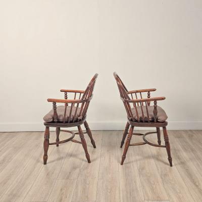 Set of Six Antique English Oak Windsor Armchairs 19th century