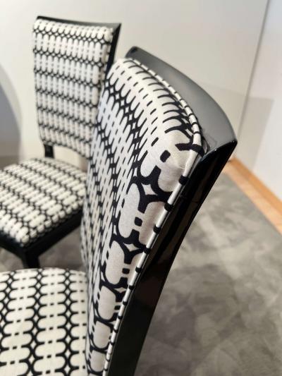 Set of Six Art Deco High Back Dining Chairs Black Lacquer France circa 1930