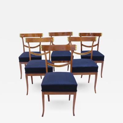 Set of Six Biedermeier Chairs Cherry Gold Plate South Germany circa 1820