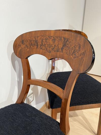 Set of Six Biedermeier Shovel Chairs Walnut Roots Veneer South Germany 1840s