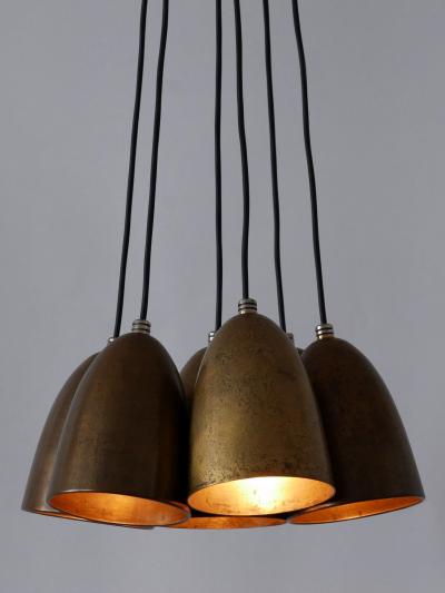 Set of Six Bronze Anodized Pendant Lamps or Hanging Lights 1980s Germany
