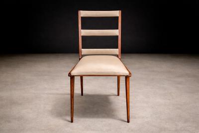 Set of Six Chairs in Hardwood Beige Leather Unknown 1950s