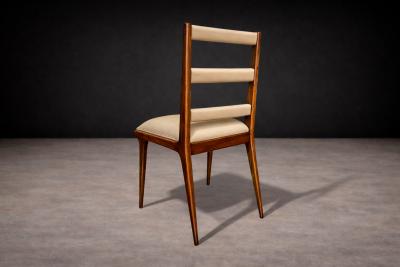 Set of Six Chairs in Hardwood Beige Leather Unknown 1950s
