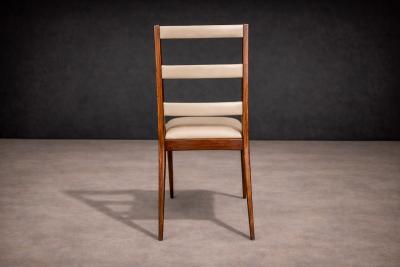 Set of Six Chairs in Hardwood Beige Leather Unknown 1950s