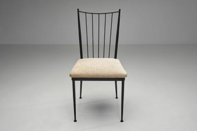 Set of Six Decorative Lacquered Metal Dining Chairs France 1950s