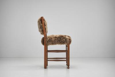 Set of Six Dining Chairs Upholstered in Sheepskin Europe ca 1960s