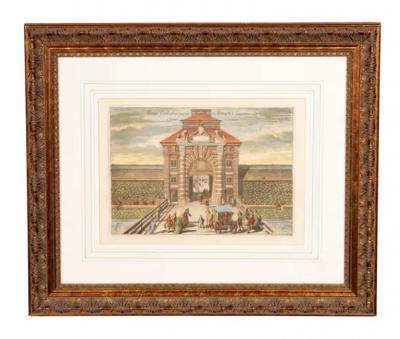 Set of Six Framed Hand Colored Engravings of Swedish Royal Residences