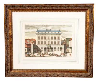 Set of Six Framed Hand Colored Engravings of Swedish Royal Residences
